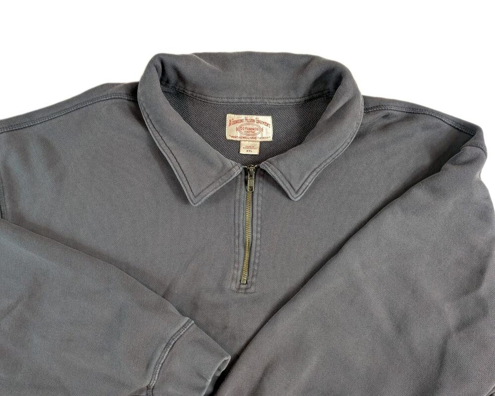 Vintage C.C. Filson 1/4 Zip Sweater Mens XXL Harbor Blue Heavyweight Pullover